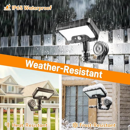 Magnetic Solar Motion Lights Outdoor, Motion Sensor Outdoor Lights with 92 LEDs, 360°Rotatable Adjustable Solar Fence Lights (600 LM,6000 K), Waterproof Security Light for Deck,Gutter,Camping (2 Pack)