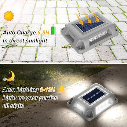 T-SUN Solar Driveway Lights, Solar Pathway Lights Outdoor, 12 Pack LED Ground Driveway Light 6000K Cold White Solar Deck Lights for Path Garden Sidewalk Stair Ground Pathway