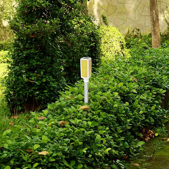 Solar Lawn Lights Outdoor Solar Pathway Stake Lamp Yellow LED Warning Light for Yard Garden Patio