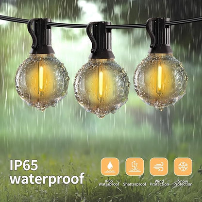 Outdoor String Lights with Remote, 100ft 50 LED Bulbs Dimmable Patio Lights, 24V Waterproof Plug, G40 Hanging Light for Outside, Deck, Garden, Backyard, Porch, Party Decor