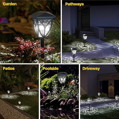 Ensenior 6-Pack Solar Lights Outdoor, 6500K LED Solar Garden Lights for Pathway, Yard, Patio, Walkway, Planter, Waterproof, Energy-Efficient Landscape Lighting