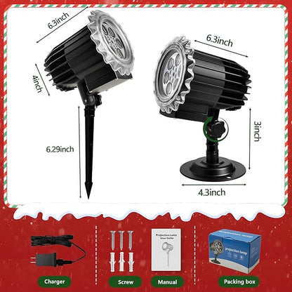 Christmas Projector Lights Outdoor, 3D Dynamic Christmas Light Projector Outdoor Christmas Lights, Landscape Decorative Lighting Waterproof for Yard Wall Holiday Xmas New Year Decorations