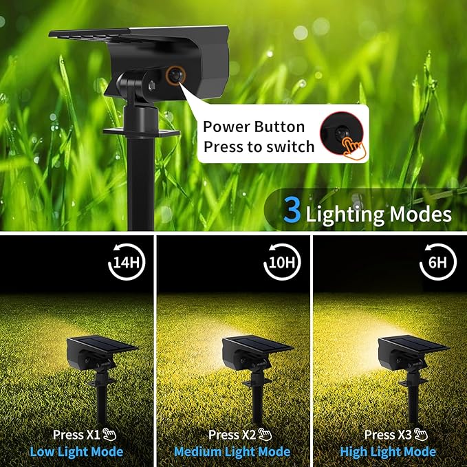 Solar Spot Lights Outdoor 10 Pack, [46 LED/3 Modes] Solar Landscape Spotlights Waterproof, 2-in-1 Auto On/Off Solar | Lumora