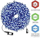 105FT 300 LEDs Blue White Christmas Lights Outdoor Indoor, Waterproof Christmas Tree Lights, 8 Lighting Modes with | Lumora