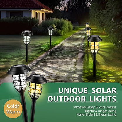 SOLPEX 8 Pack Solar Path Lights& 12 Pack Solar Ground Lights, Waterproof Garden Landscape Lighting for Yard Deck Lawn Patio Pathway Walkway (Cool White)
