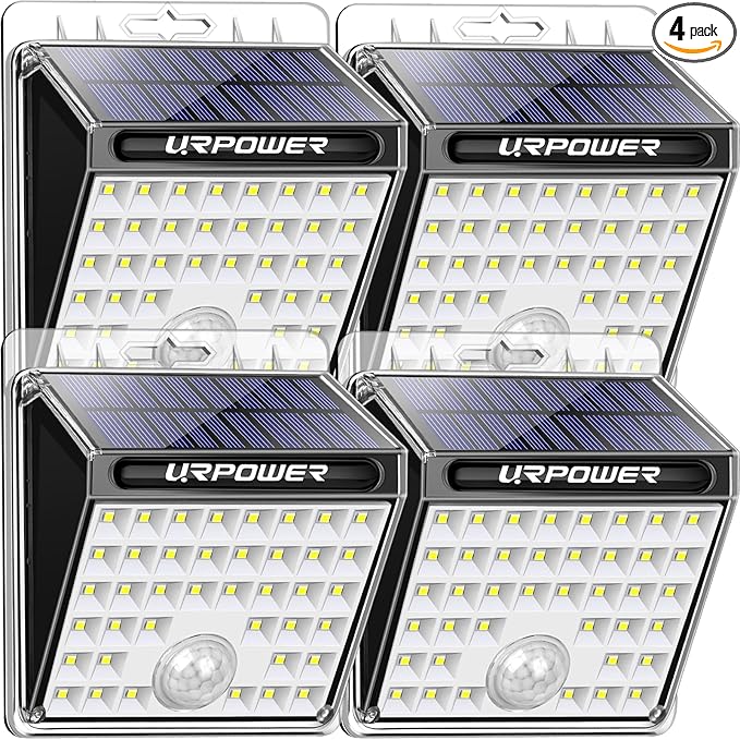 URPOWER Solar Lights Outdoor, 40 LED Motion Sensor Security Lights Solar Flood Lights Waterproof Solar Powered Outdoor Lights for Backyard, Fence, Deck, Patio, Garage (4 Pack)