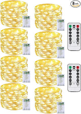 8 Pack Christmas Fairy Lights Battery Operated with Remote, Each 20FT 60LED Waterproof Twinkle Lights with Timer | Lumora