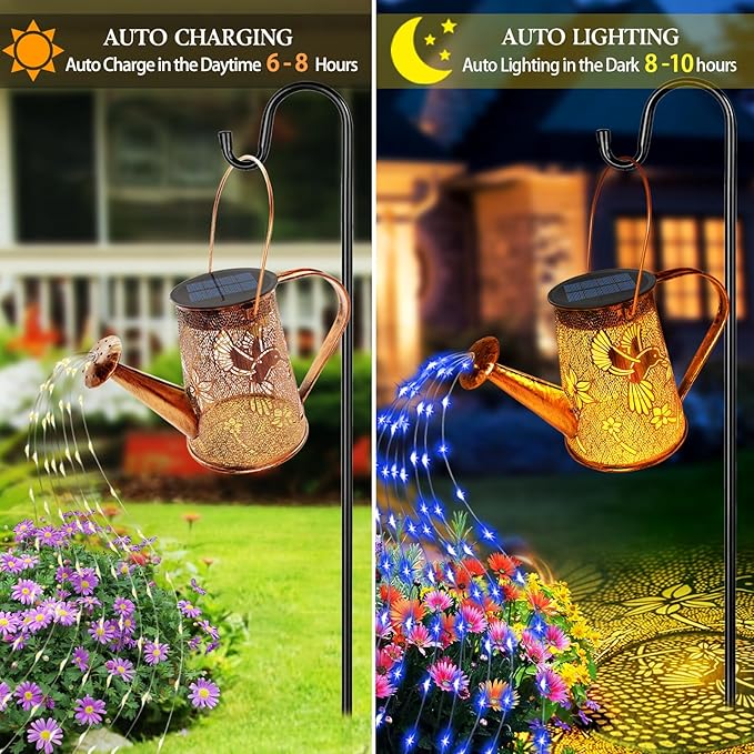 Solar Watering Can Lights, Hummingbird Gifts for Women Mom Grandma Birthday, Waterproof Outdoor Garden Decor Large | Lumora