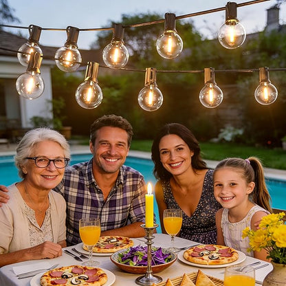 SUFEIMAS Outdoor String LED Patio Lights - 75Ft Outside Waterproof Light with Remote Dimmable 75 G40 Shatterproof Bulb Connectable Hanging Outdoor Lighting for Backyard Porch Party 12 inch Bulb Apart