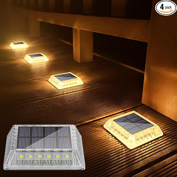 Solar Deck Lights Solar Powered, Solar Stair Lights Outdoor Waterproof, Solar Step Lights for Outdoor Garden Patio | Lumora