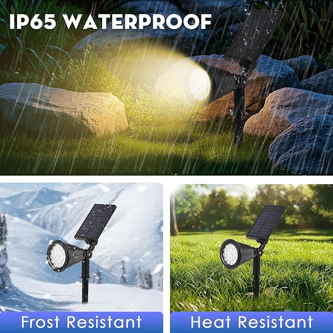 Solar Spot Lights Outdoor, 2-in-1 Wall Mount & Ground Stake 18 LEDs with 2 Lighting Modes, 7 Colors Changing, IP65 | Lumora
