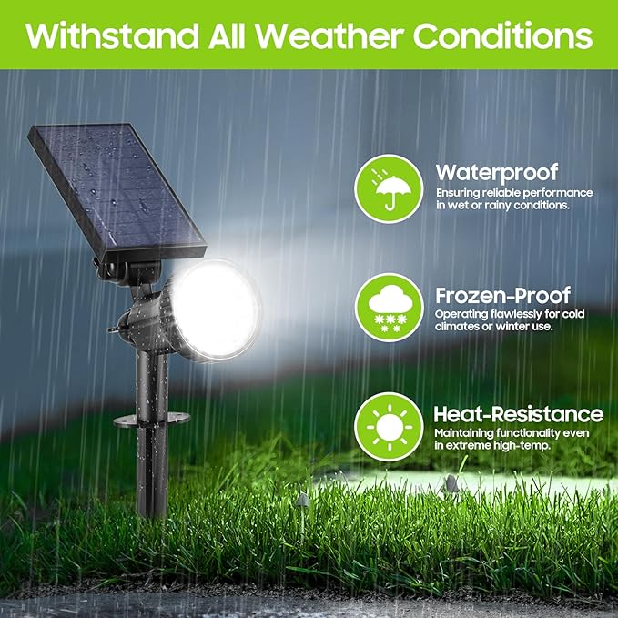 Bosceos 6-Pack Solar Spotlights for Outside with 30LEDs & 3 Modes, Solar Lights Outdoor Waterproof, Dusk to Dawn Landscape Lighting, Pathway Lights for Yard Garden Tree Flag Sculpture(Cool White)