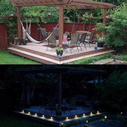 Low Voltage LED Deck Lighting Kits with Transformer, 10 Pack IP65 Waterproof Outdoor Recessed Wall Patio Stairs Step Garden Yard Decorations Landscape Lights (Warm White, Bronze)