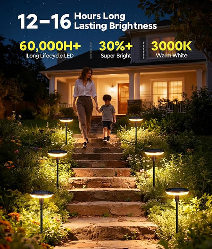 LETMY Solar Lights Outdoor, 4 Pack Upgraded Solar Lights Outdoor Waterproof, Solar Pathway Lights, Auto On/Off Solar Garden Lights for Yard Patio Lawn Path