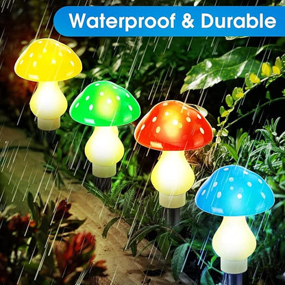 A Set of 12 PCS （Multicolor） New Upgraded Waterproof Solar Mushroom Lights Outdoor Decor,LED Fairy Lights, for Garden Lawn Flower Bed Channel Easter Pathway Halloween Xmas Decorations
