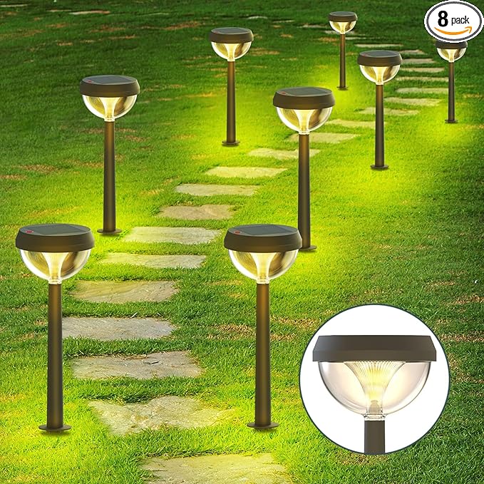 Linkind Solar Pathway Lights 8 Pack, Solar Lights Outdoor Warm White Waterproof, Adjustable Solar Powered for | Lumora
