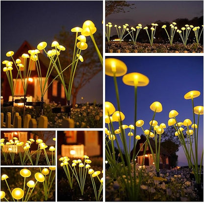 LED Solar Garden Lights Mushroom, Waterproof Solar Pathway Lights Outdoor, for Patio, Festival, Wedding, Party Decor Jellyfish Ambiance