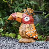 Solar Tiki Statue-WoodWoodpecker Bird-Garden Hawaiian - Solar Outdoor Light Garden Sculptures & Statues Totem Pole | Lumora