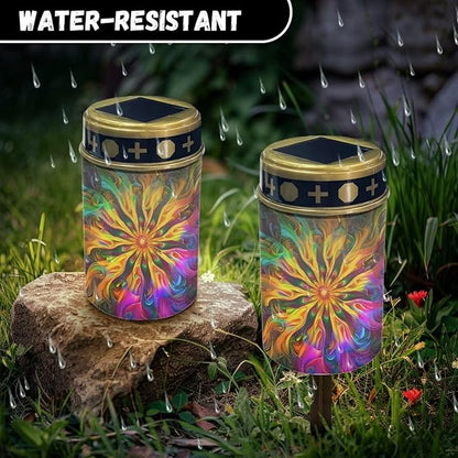 Solar Outdoor Lights Garden Decor Abstract Flower Solar Lights Grave Decorations for Cemetery Memorial Gifts for Loss of Mother Sympathy Gifts for Loss of Dad