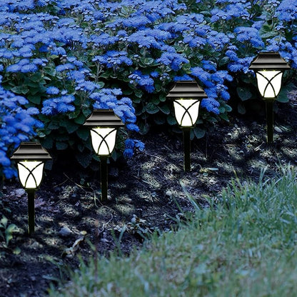 Crosslight Solar Powered Pathway Lights (12 Pack) - Collin Outdoor LED Lights, Waterproof for Garden, Yard, Patio, Lawn, Walkway - Decorative Ground Stake Lighting | White