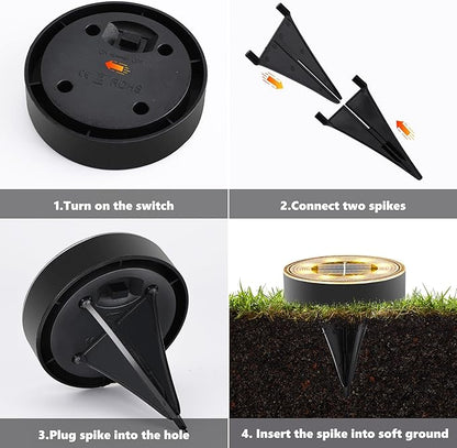 Joomer Solar Ground Lights, 8 Pack 8 LED Solar Lights Outdoor IP68 Waterproof Solar Disc Lights In-Ground Landscape Lighting Outdoor Lights for Patio Pathway Lawn Yard Driveway Walkway (Warm White)