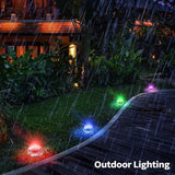 Brizled 12 Pack Color Changing Solar Ground Lights, 16 LED Outdoor Pathway Lights Landscape Lighting, Multicolor | Lumora