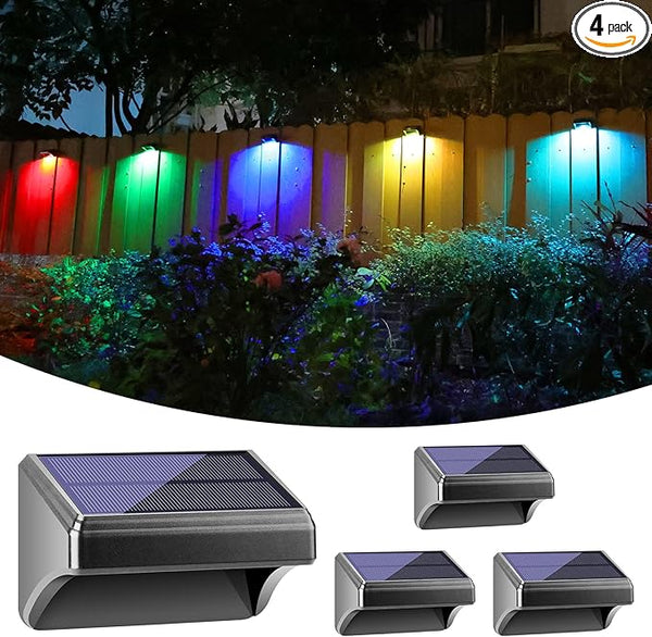 Bridika Fence Solar Lights Outdoor Waterproof Warm White & Color Glow LED, Solar Outdoor Wall Lights for Backyard | Lumora