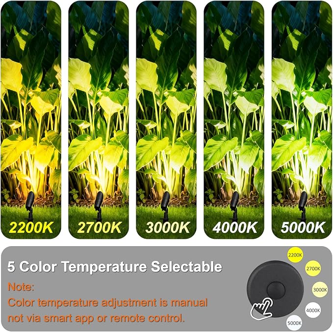 Mini Low Voltage Spot Lights Outdoor, 5W 12V LED Landscaping Spot Lights Wired for Outdoor Uplighting Yard Garden Tree House, 60° Beam Angle, 2200K/2700K/3000K/4000K /5000K, Black, 1PK