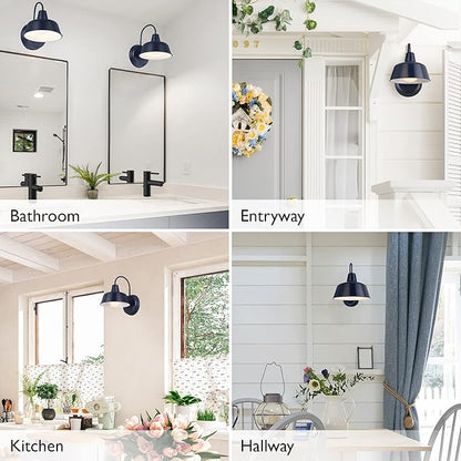 Design House Mason Farmhouse Gooseneck Barn Light, Outdoor Exterior Porch or Patio Wall Light Fixture, Navy, 8 Inch Diameter, 1-Pack, 579334