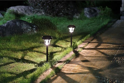 6-Pack Solar Post Lights, Outdoor Pathway & Fence Lights with Warm White 3000K LED, Auto On/Off Dusk to Dawn, Matte Black Metal & Glass, Tool-Free Installation, IP45 Waterproof [W58341]