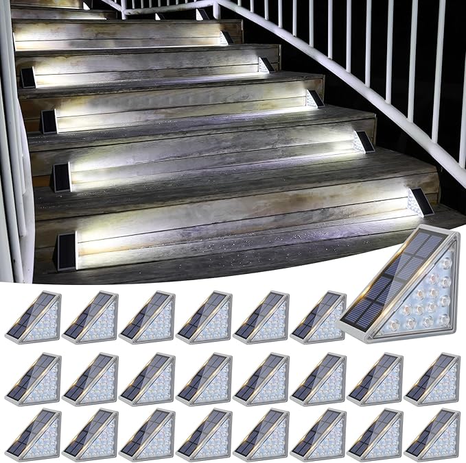 VOLISUN Solar Stair Lights 24 Pack, Solar Step Lights Waterproof IP67, Outdoor Step Light with 13 LEDs, Outdoor | Lumora