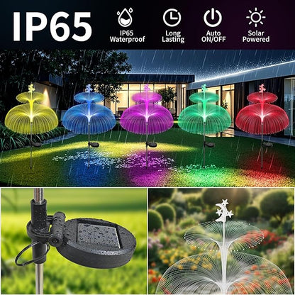 Solar Garden Lights Outdoor Solar Lights 7 Color Changing Jellyfish & Star Waterproof Solar Flower Lights for Garden Decor, Yard, Patio, Lawn, Pool, Party, Wedding, Gifts for Women/Mothers - 3 Packs