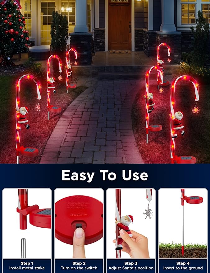 Solar Pathway Lights and Solar Christmas Candy Cane Lights