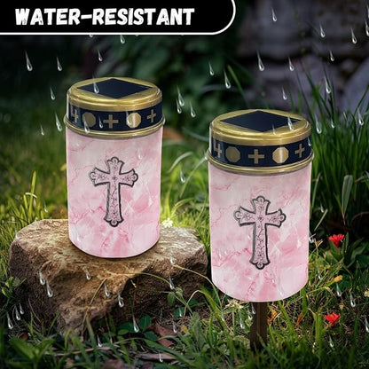 ZOUTAIRONG Solar Cross for Cemetery Grave,6 Pack Solar Garden Lights Solar Memorial Lights for Graves Solar Pathway Lights Outdoor Cemetery Solar Lights for Grave Solar Lights for Cemetery Gravesite