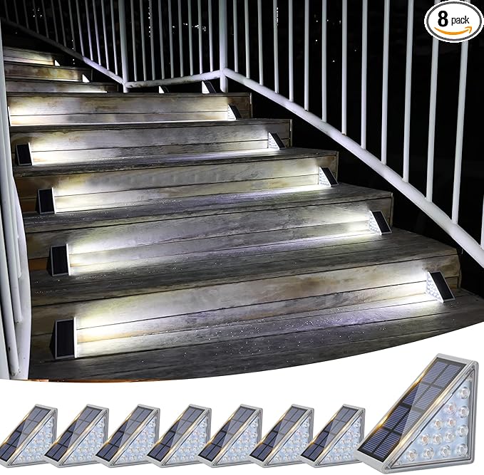 VOLISUN Solar Stair Lights 8 Pack, Solar Step Lights Waterproof IP67, Outdoor Step Light with 13 LEDs, Outdoor | Lumora