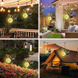 Solar Hanging Bees Lights 2 Packs - Cute Solar Insect Lights Outdoor Waterproof, Metal LED Bugs Lamp Garden | Lumora