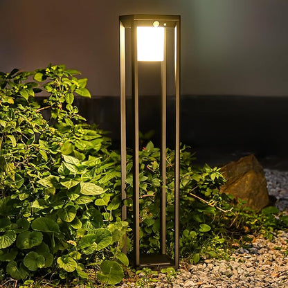 Solar Motion Pathway Lights Outdoor, Aluminum Waterproof Floor Lamp, 3 Lighting Modes 600 Lumens Super Bright Outdoor Floor Lamp for Garden Backyard Patio Porch Decor, 32" Black