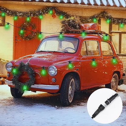 LED Outdoor String Lights, 50FT Patio Lights with 16Pcs Shatterproof S14 Bulb(1 Spare),4 Lighting Mode, Connectable, Waterproof Green Edison Plastic Bulb Hanging Light for Yard Gazebo Porch Décor