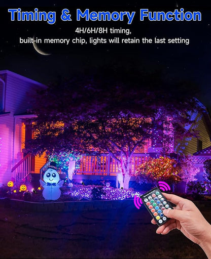 Christmas Spotlights Outdoor, 20W Color Changing Landscape Lighting with Remote & Timer (4H/6H/8H), IP65 Waterproof Aluminum RGB Spot Lights for Yard, House, Garden, Pathway Decor (4 Lights)