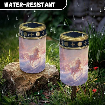 ZOUTAIRONG Horse Cloud Solar Light for Cemetery Grave Solar Garden Lights Solar Memorial Lights for Graves Solar Pathway Lights Outdoor Cemetery Solar Lights for Grave Solar Lights