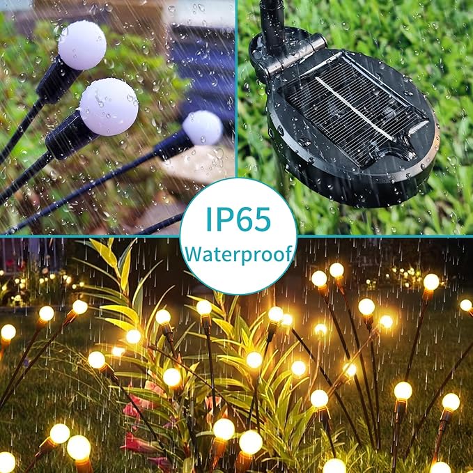ALENEY 2 Pack Solar Garden Swaying Lights, Wind-Activated Outdoor Lights, Outdoor Pathway Decoration, Warm White