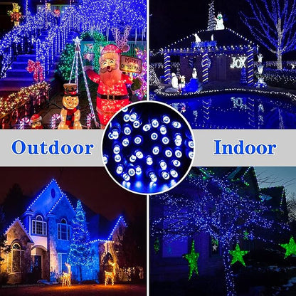 25ft 50 Counts Blue LED Christmas Lights - Commercial Grade Outdoor Waterproof, Wide Angle Green Wire, Xmas Tree Lights, IP65, UL Listed