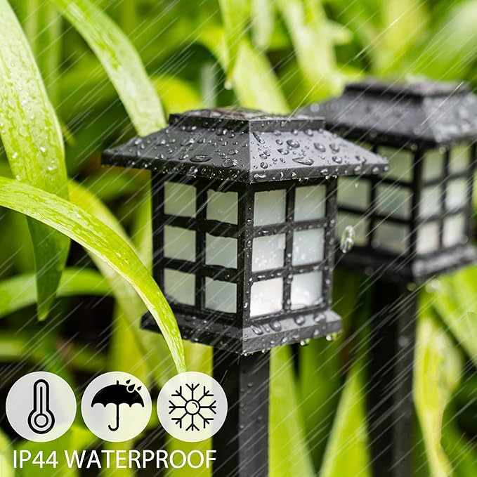 GIGALUMI Solar Outdoor Lights - LED Waterproof, Maintains 10 Hours of Lighting for Gardens, Paths, Yards, Patios, Driveways