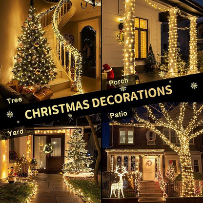 JMEXSUSS 200 LED String Lights Indoor Outdoor Clear Wire, Connectable Warm White Christmas String Lights for Bedroom, 66 Ft Twinkle Fairy Light Plug in for Wedding Home Tree Yard Patio Spring Decor