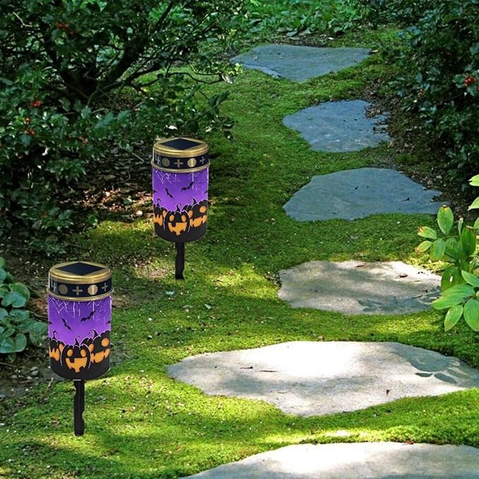 Garden Solar Light, Halloween Pumpkin Grave Solar Lights for Cemetery, Waterproof, Solar Powered, Easy to Install, Decorate Lawn, Patio, Fence, Backyard