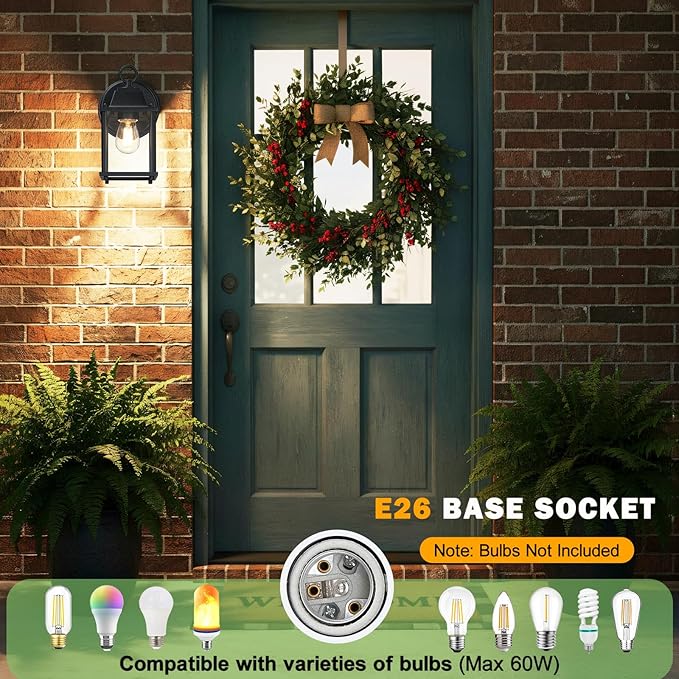 LIT-PaTH Outdoor Wall Lantern, Wall Sconce as Porch Lighting Fixture, E26 Base, Aluminum Housing Plus Glass | Lumora