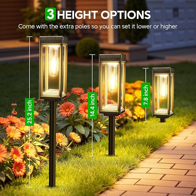 WdtPro 8 Pack Bright Solar Pathway Lights Outdoor, Solar Powered Garden Lights Waterproof, Auto On/Off Outdoor Lighting for Lawn Patio Walkway Driveway Path Yard Decor