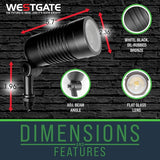 Outdoor Landscape Spotlights – 3000K/4000K/5000K Color Changing Options in Aluminum Housing – 120 Voltage | Lumora