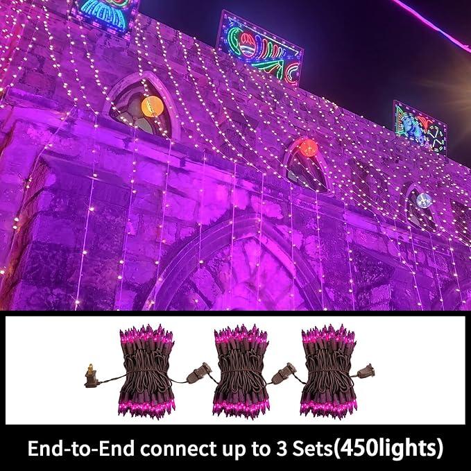 LAMPHOME Purple Christmas Lights Decoration 150Lights 31.9ft UL Certified Mini Bulb String Lights Set for Outdoor | Lumora