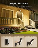 2 Pack Motion Sensor Outdoor Lights, 10000mAh Rechargeable 600 Lumen Battery Operated Outdoor Wall Lights with 3 | Lumora